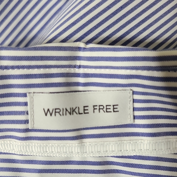 LIZ CLAIBORNE Career Wrinkle Free Blue & White Striped Long Sleeve Blouse Size L - Picture 12 of 13